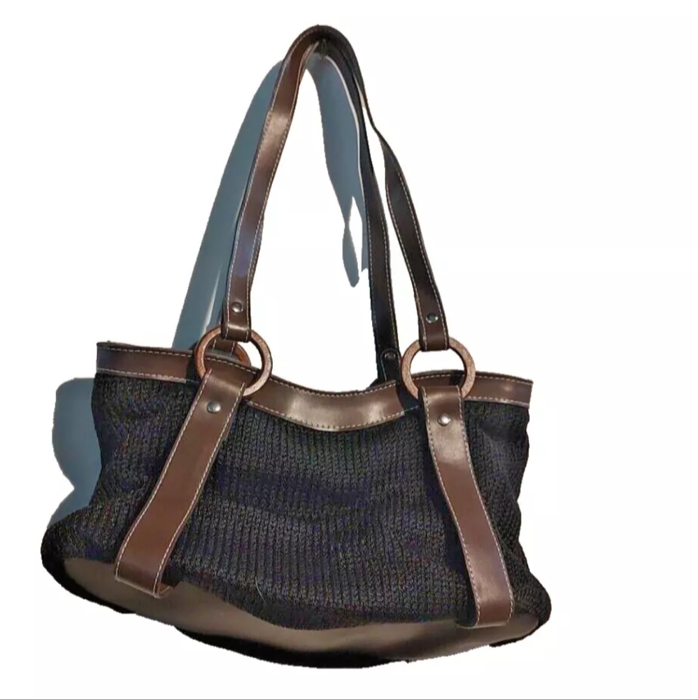 Villager A Liz Claiborne company Black woven with brown straps